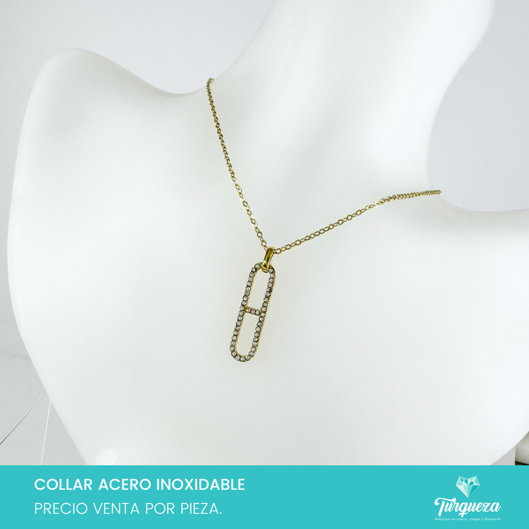 Collar Dije Zirconias Dorado Acero Inoxidable