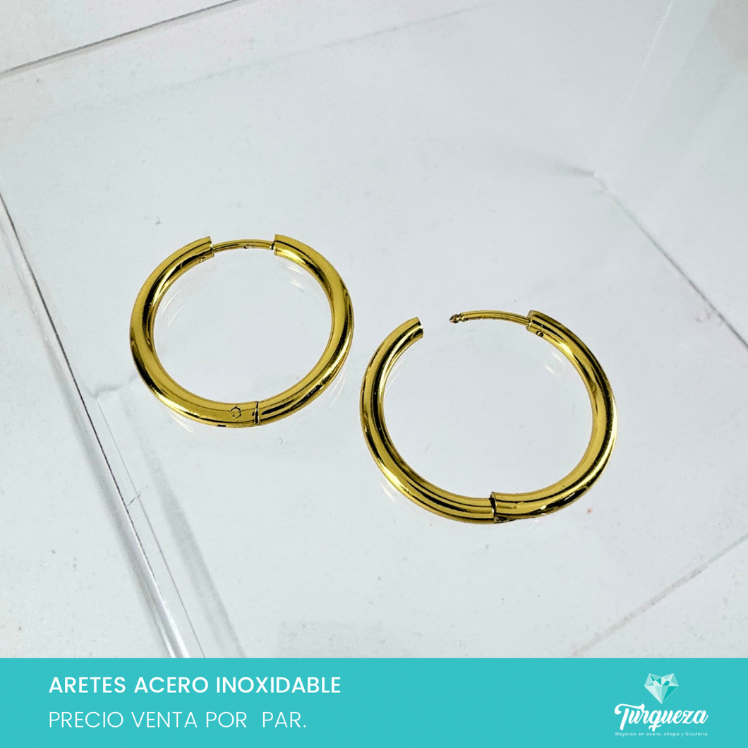 Arete Hoop MED Dorado 2.5cm Acero Inoxidable