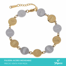 Cargar imagen en el visor de la galería, Pulsera Dijes San Judas Bitono Acero Inoxidable

