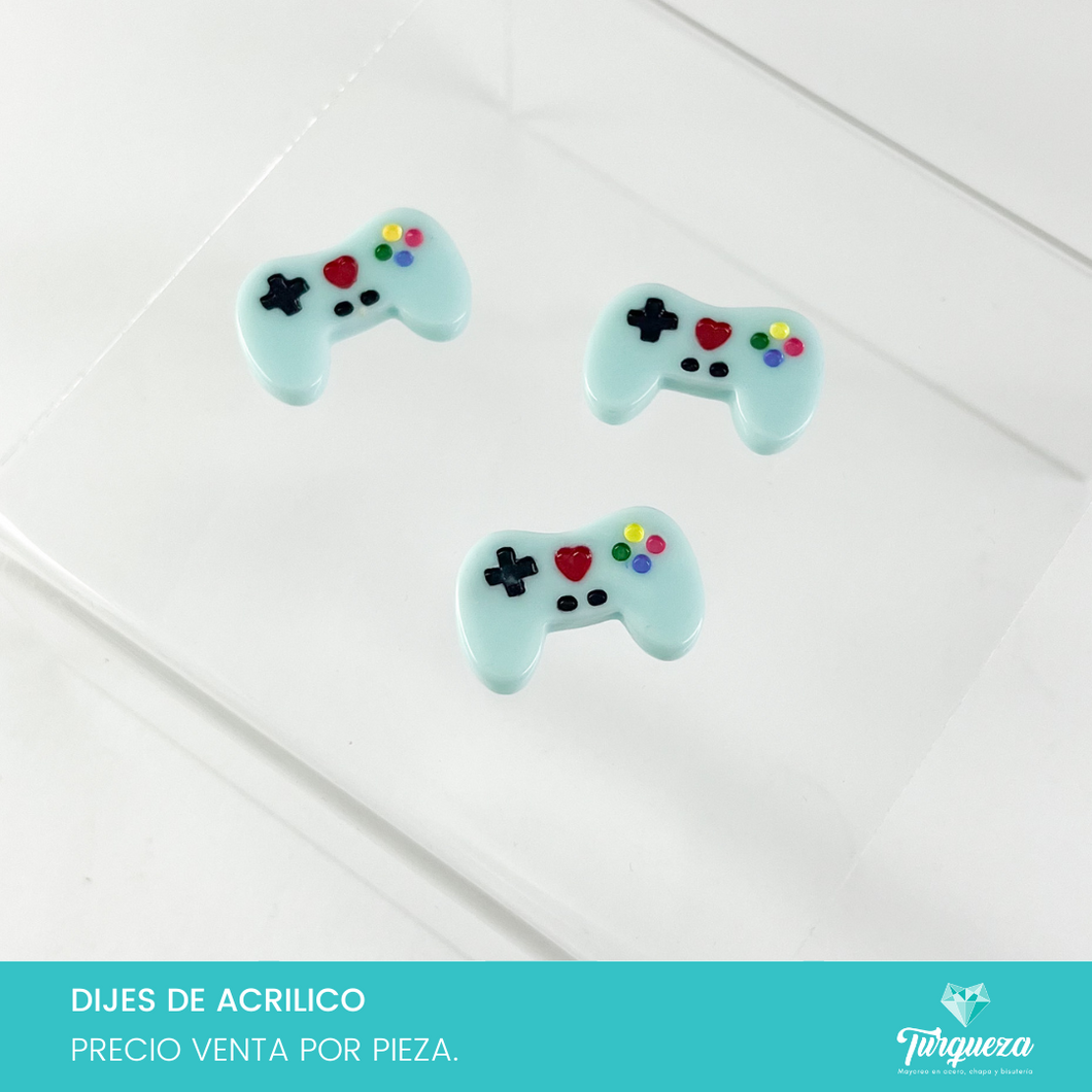 Dije Control Videojuego Azul Claro (2x3cm) Acrilico