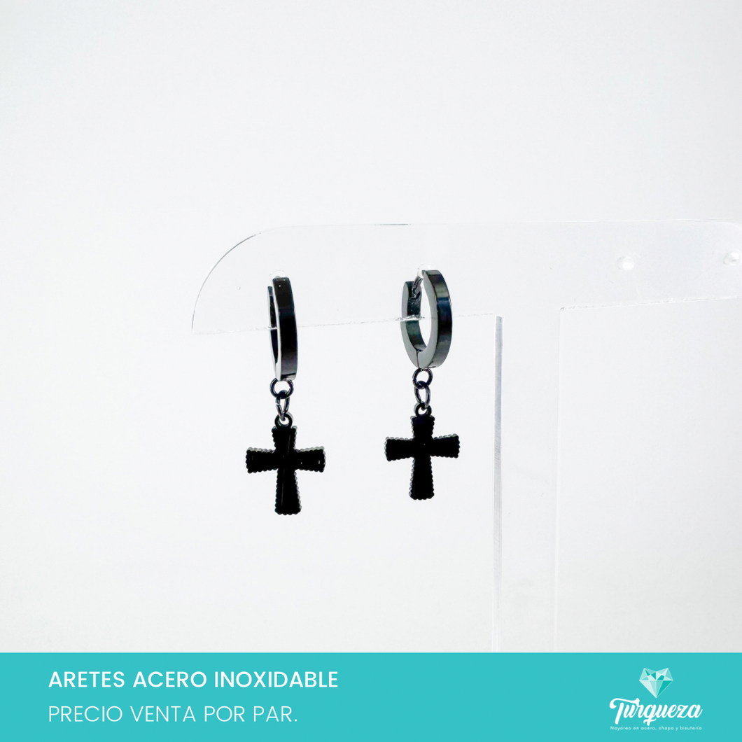 Arete Huggie Cruz Acero Inoxidable