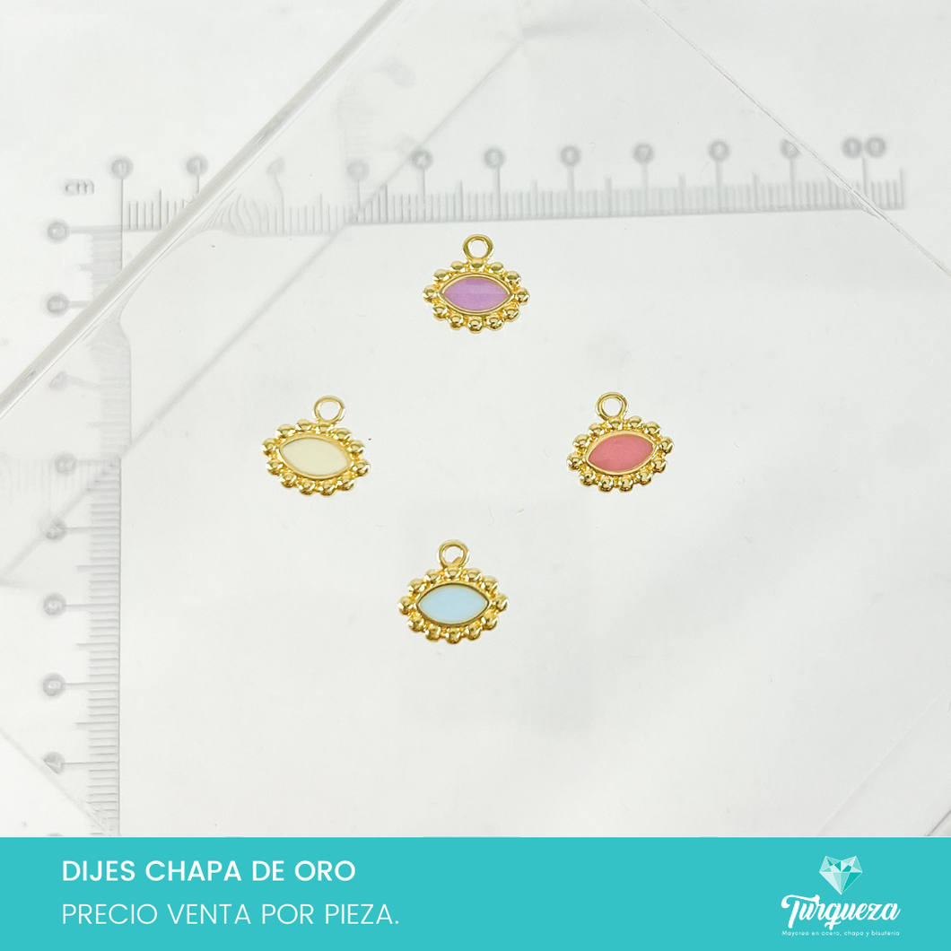 Dije Ojo Mini Color Esmaltado Chapa de Oro