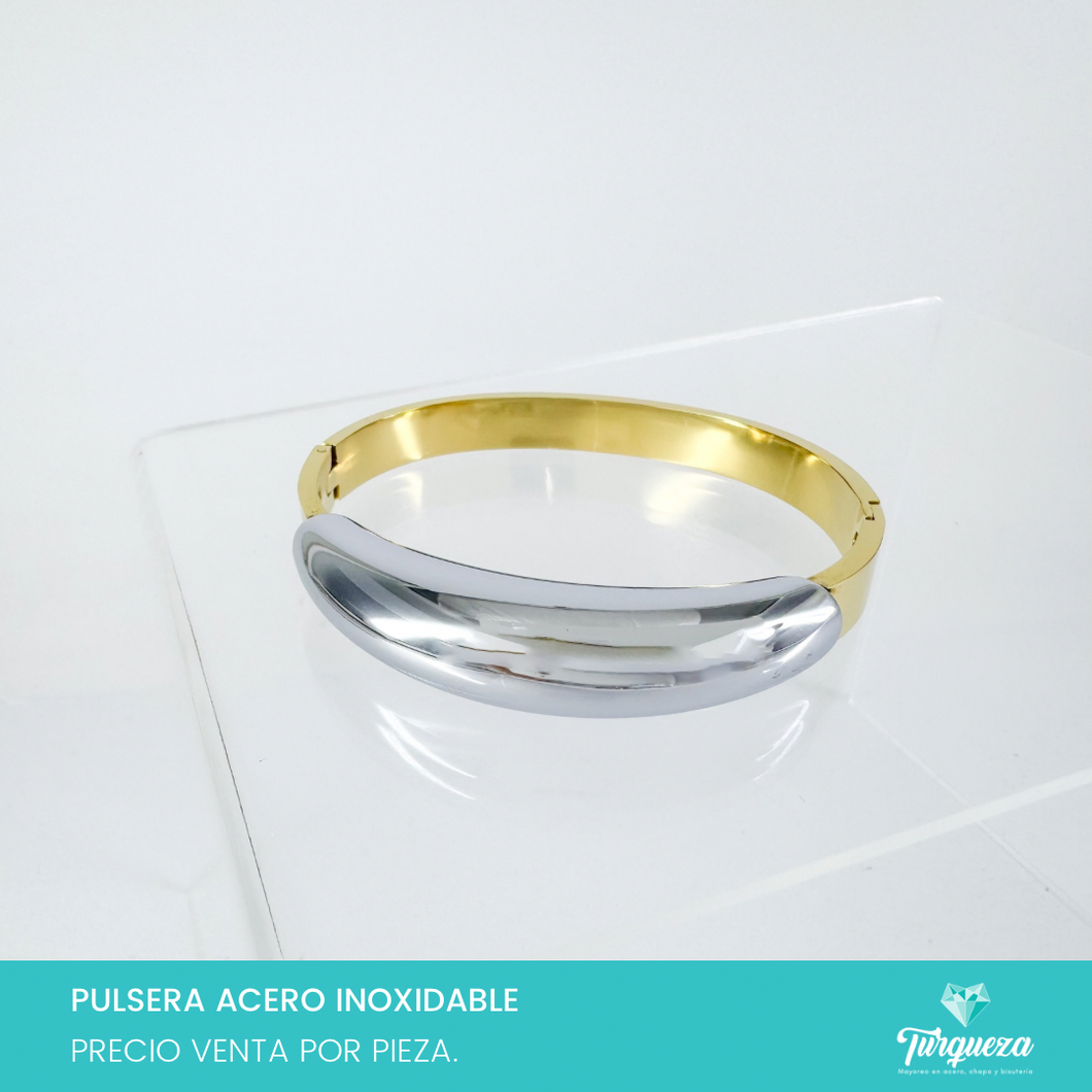 Brazalete Chunky Bitono Acero Inoxidable