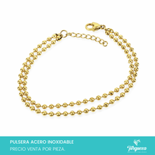Cargar imagen en el visor de la galería, Pulsera Balines Dorado Acero Inoxidable
