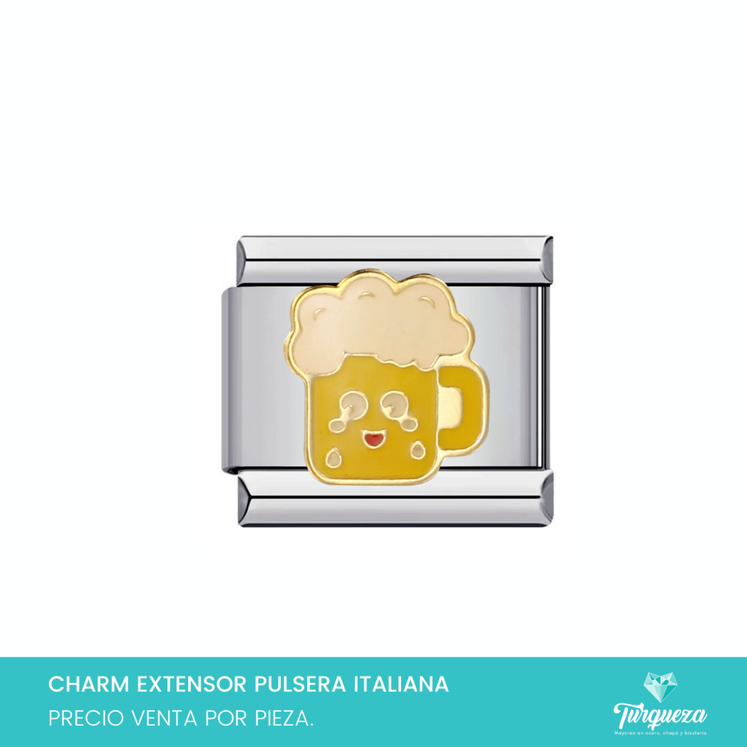 Dije Charm Cerveza para Pulsera Tipo Italiana Acero Inoxidable