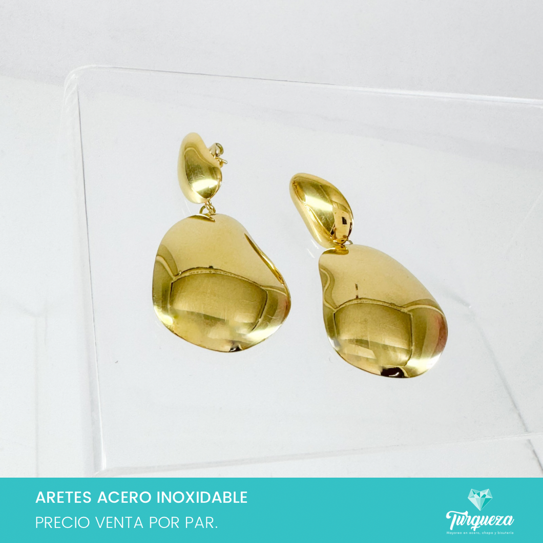 Arete Figuras Placas Dorado 5cm Acero Inoxidablea