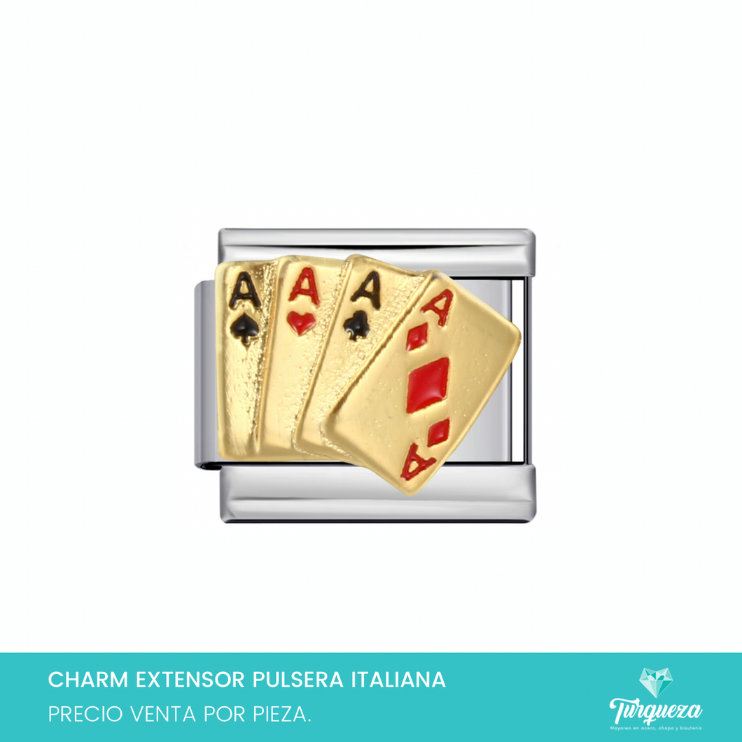 Dije Charm Cartas para Pulsera Tipo Italiana Plateado Acero Inoxidable