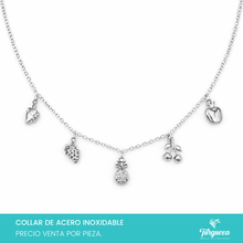 Cargar imagen en el visor de la galería, Collar Charms Frutas Plateado Acero Inoxidable
