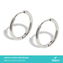 Cargar imagen en el visor de la galería, Arete Hoops MED Plateados 1.7cm Acero Inoxidable
