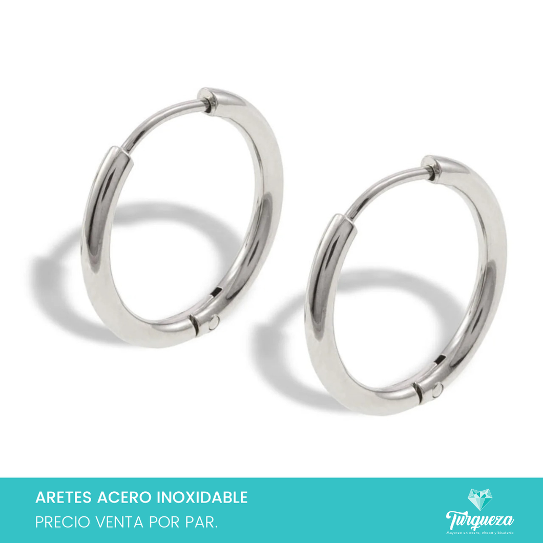 Arete Hoops MED Plateados 1.7cm Acero Inoxidable