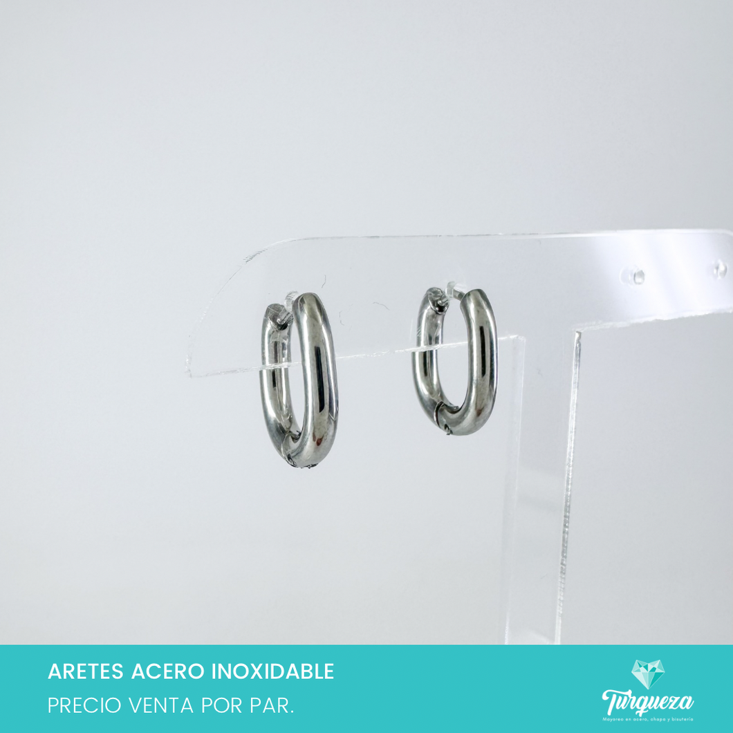 Arete Hoop Oval Acero Inoxidable