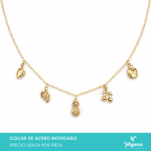 Cargar imagen en el visor de la galería, Collar Charms Frutas Dorado Acero Inoxidable
