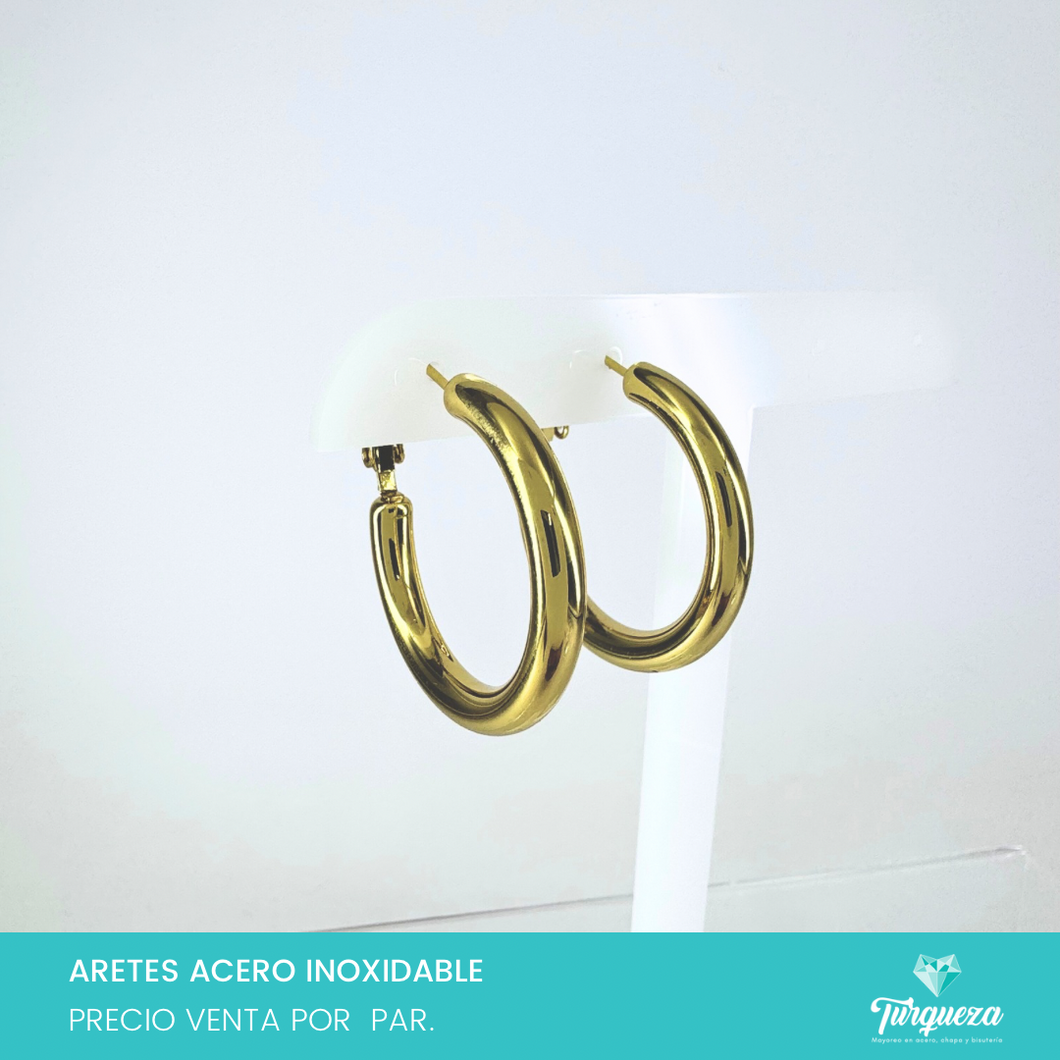 Arete Chunky MED Dorado 3cm Acero Inoxidable