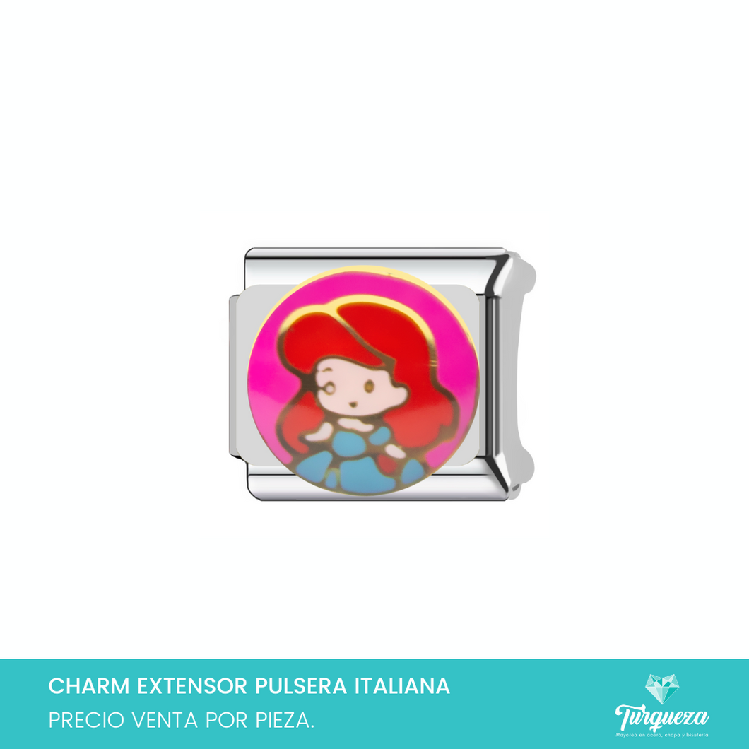 Dije Charm Princesa para Pulsera Tipo Italiana Plateado Acero Inoxidable