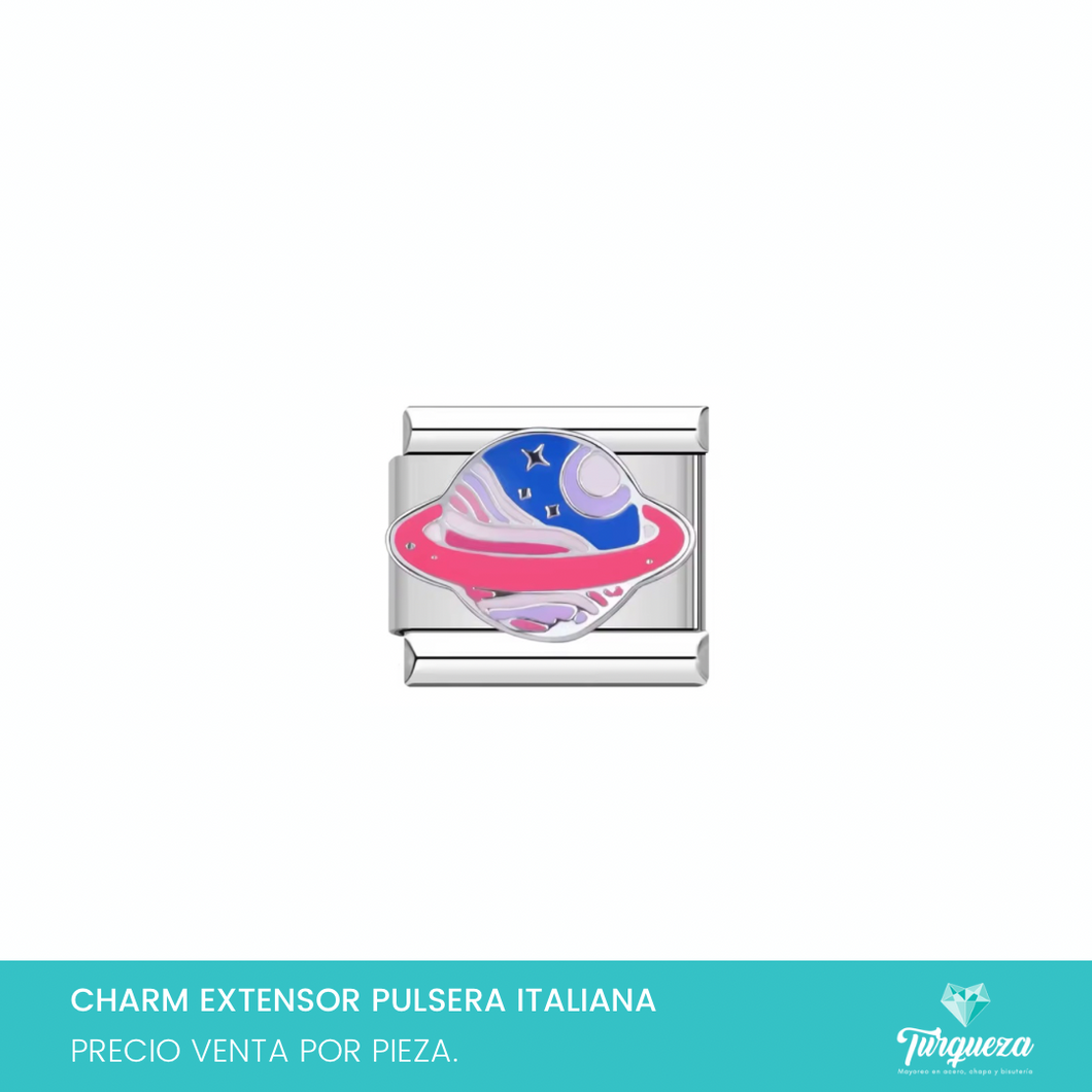 Dije Charm Planeta  para Pulsera Tipo Italiana Plateado Acero Inoxidable