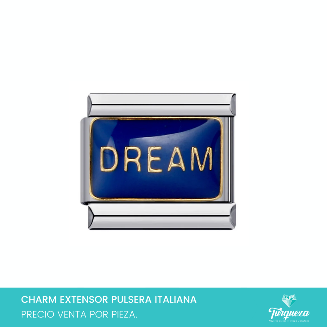 Dije Charm Dream para Pulsera Tipo Italiana Plateado Acero Inoxidable