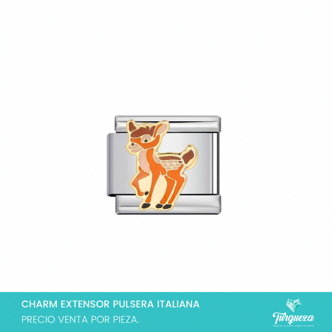 Dije Charm Venado Bamb para Pulsera Tipo Italiana Plateado Acero Inoxidable