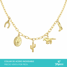 Cargar imagen en el visor de la galería, Collar Charms Vaqueros Dorado Acero Inoxidable
