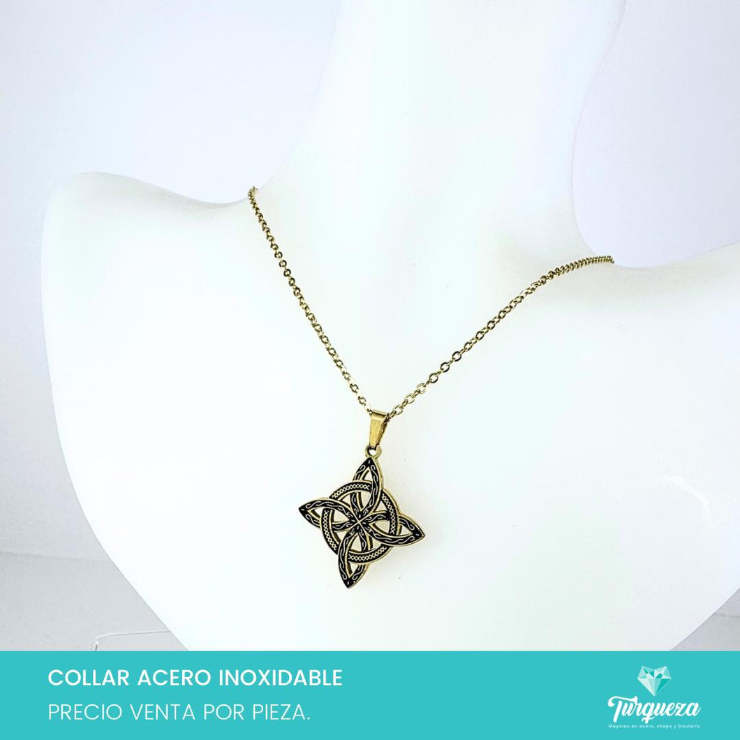 Collar Nudo Bruja Dorado Acero Inoxidable