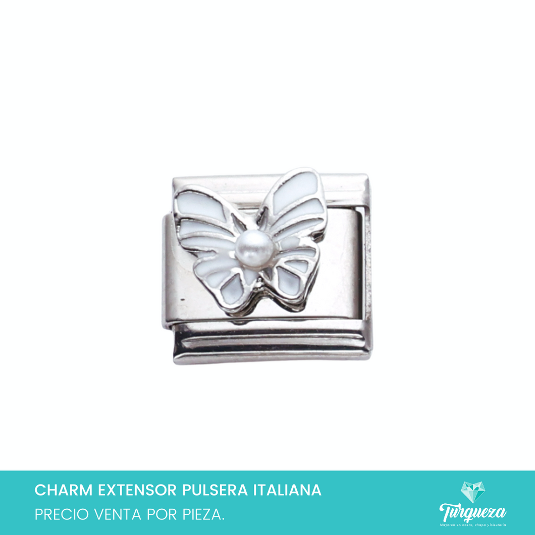 Dije Charm Mariposa para Pulsera Tipo Italiana Plateado Acero Inoxidable