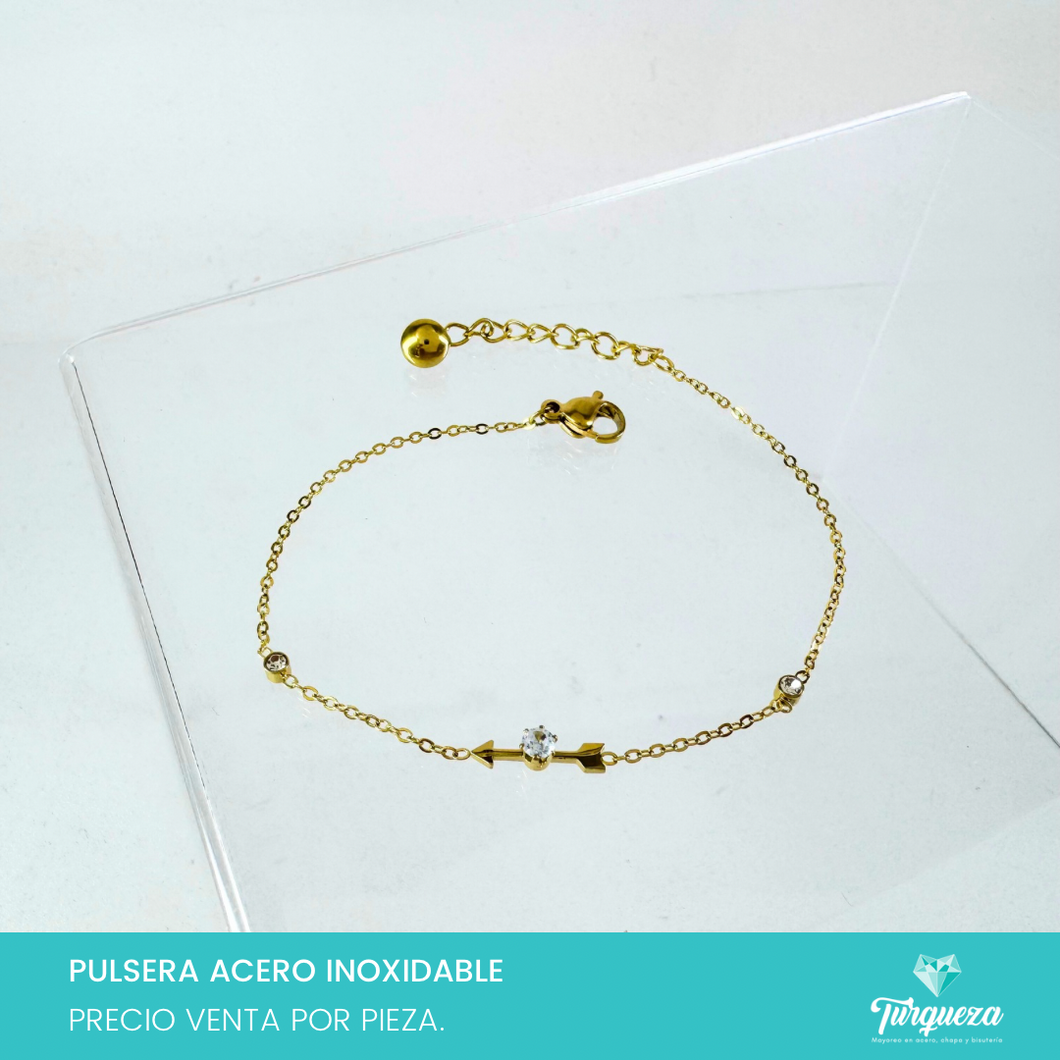 Pulsera Flechita Dorada Acero Inoxidable