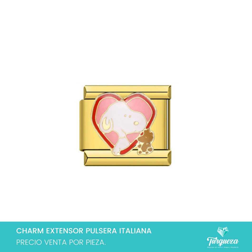 Dije Charm Snoop para Pulsera Tipo Italiana Dorado Acero Inoxidable