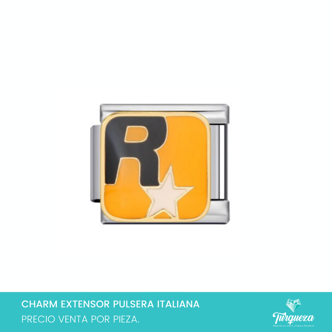 Dije Charm Rockstar para Pulsera Tipo Italiana Plateado Acero Inoxidable