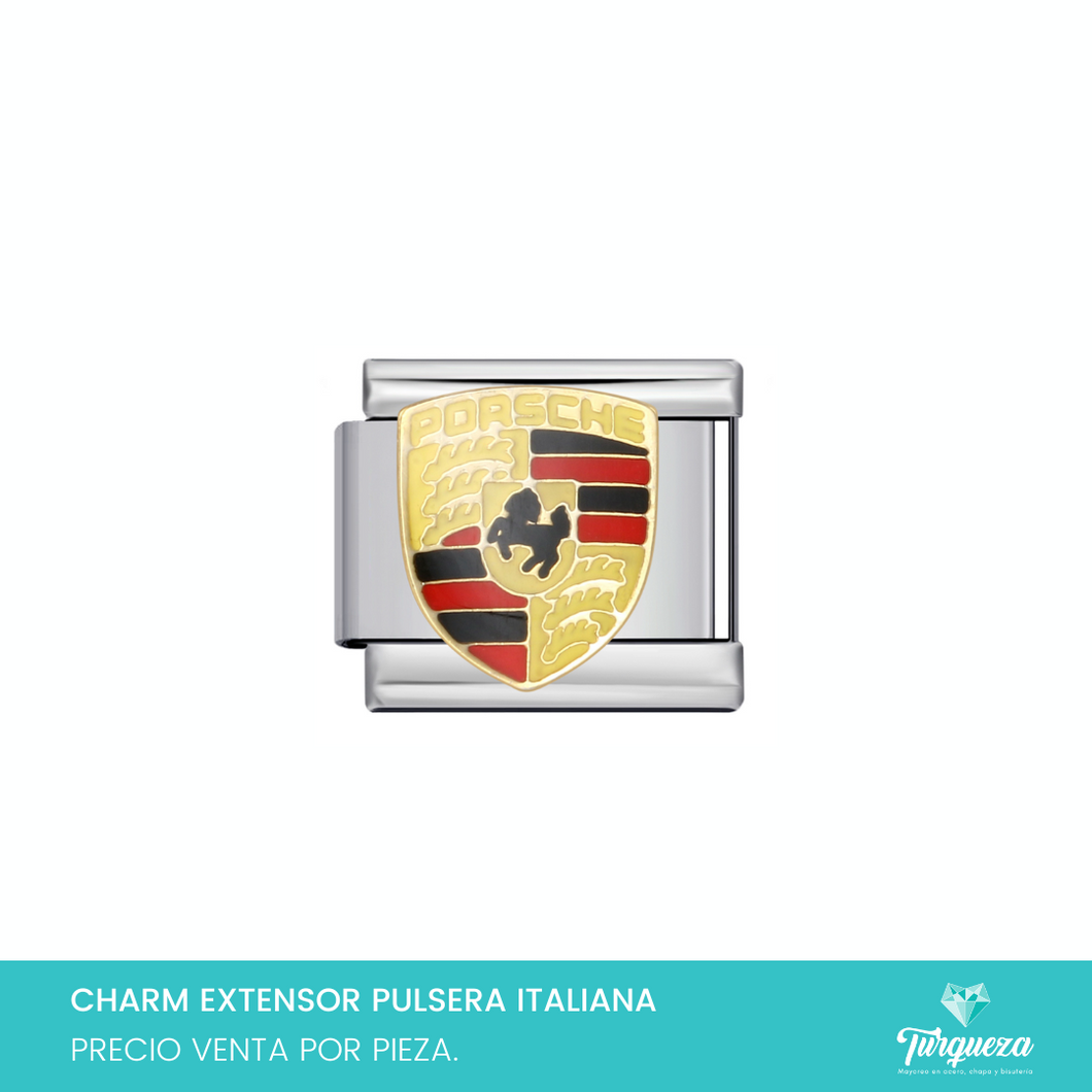Dije Charm Logo Carro para Pulsera Tipo Italiana Plateado Acero Inoxidable