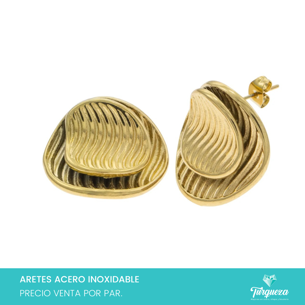 Arete Chunky Textura Dorado (2.5cm) Acero Inoxidable