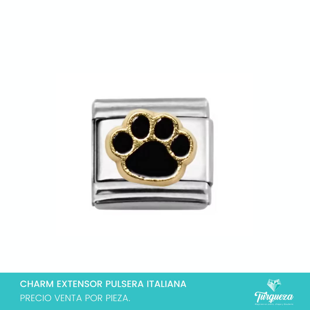 Dije Charm Huella Perro para Pulsera Tipo Italiana Plateado Acero Inoxidable