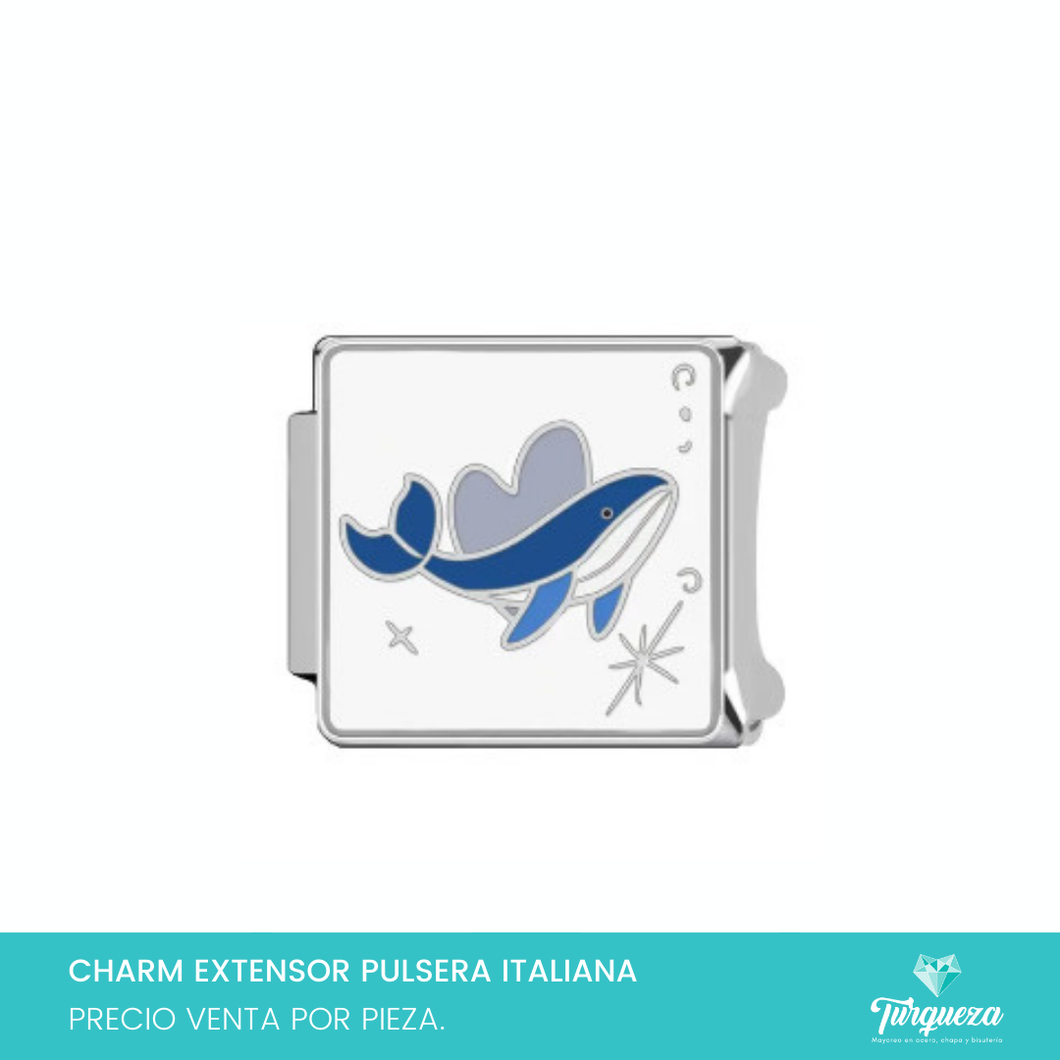 Dije Charm Ballena para Pulsera Tipo Italiana Plateado Acero Inoxidable