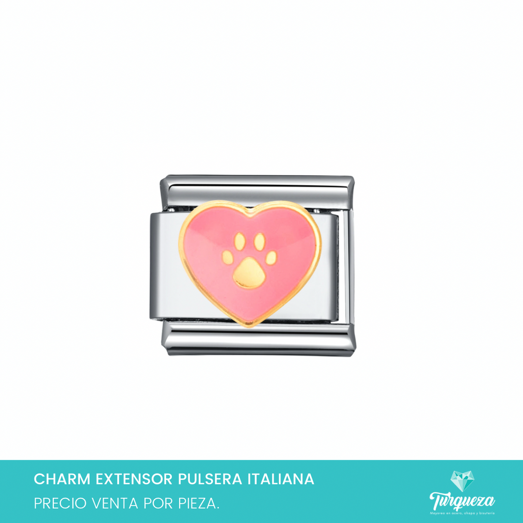 Dije Charm Corazon Huella para Pulsera Tipo Italiana Acero Inoxidable