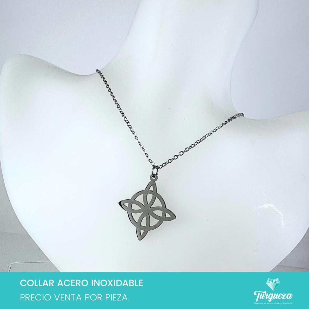 Collar Nudo Bruja Plateado Acero Inoxidable