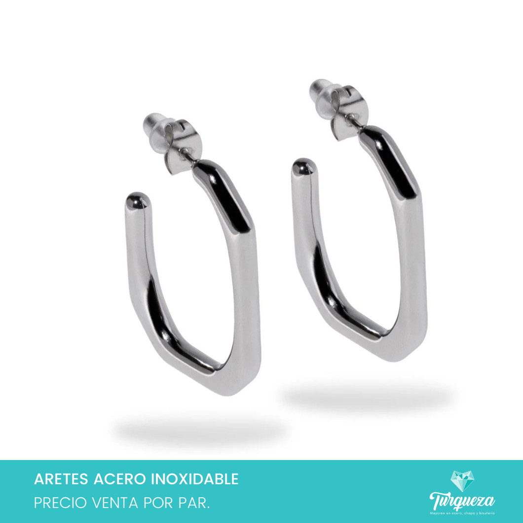 Arete Rectangular Plateado 3cm Acero Inoxidable