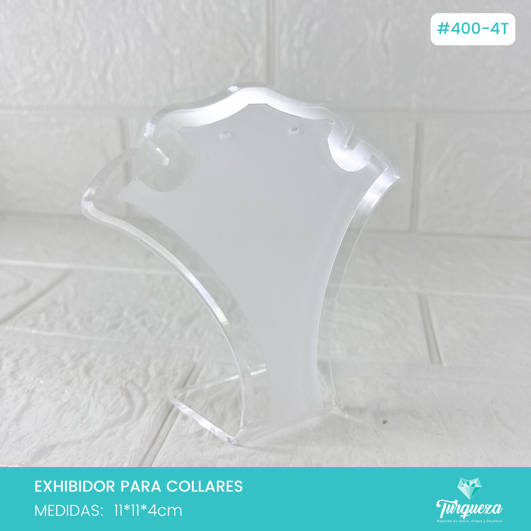 Exhibidor Cuello A CH Collar y Aretes Transparente Glass