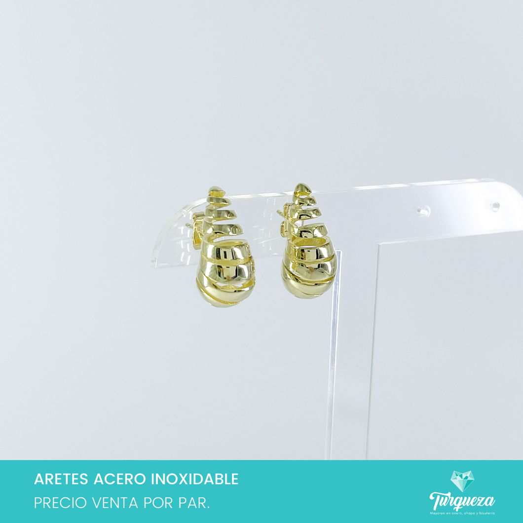 Aretes Dupes Gota Curly 2cm Dorado Acero