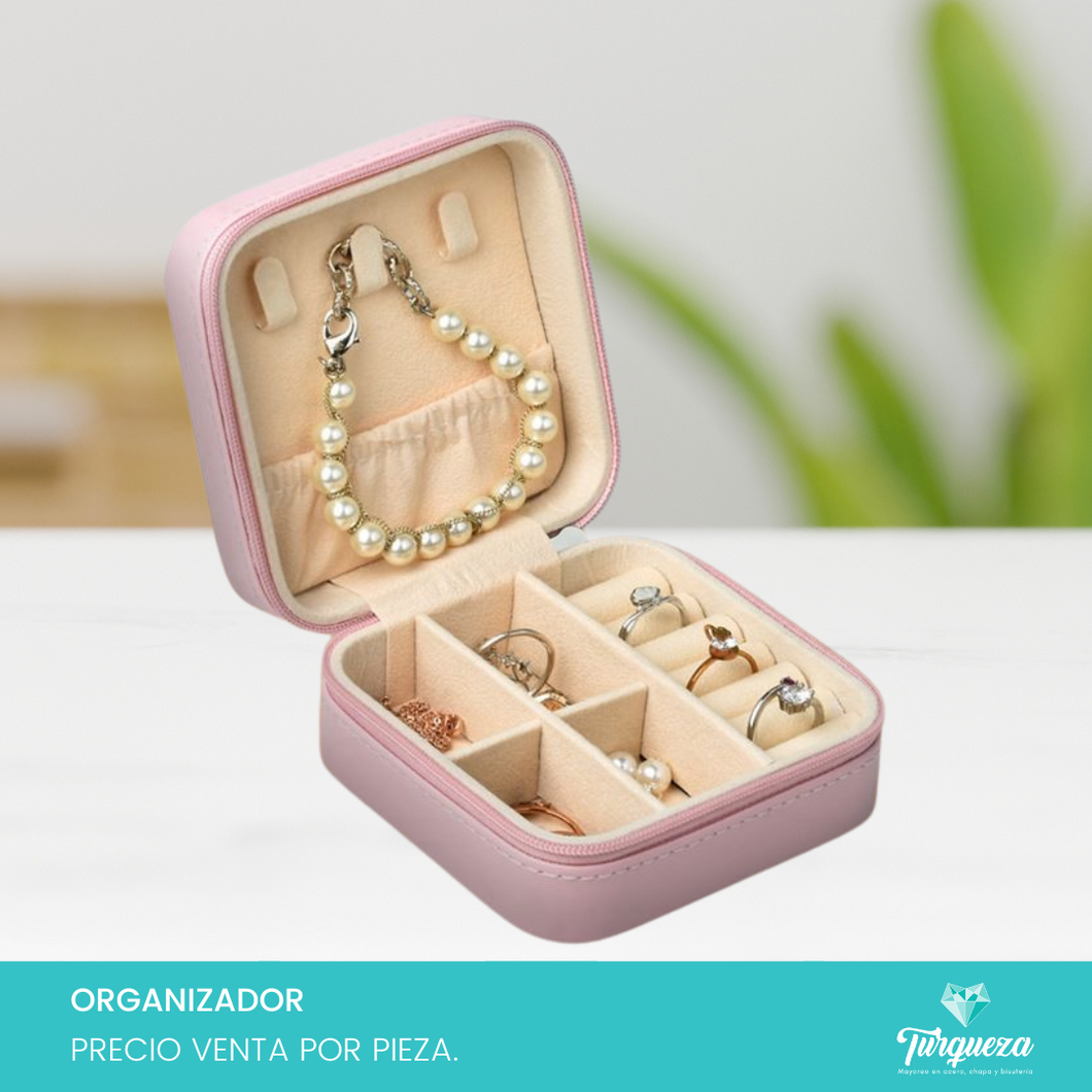 Joyero Vinipiel Rosa Claro Mini Estuche Organizadora de Joyería