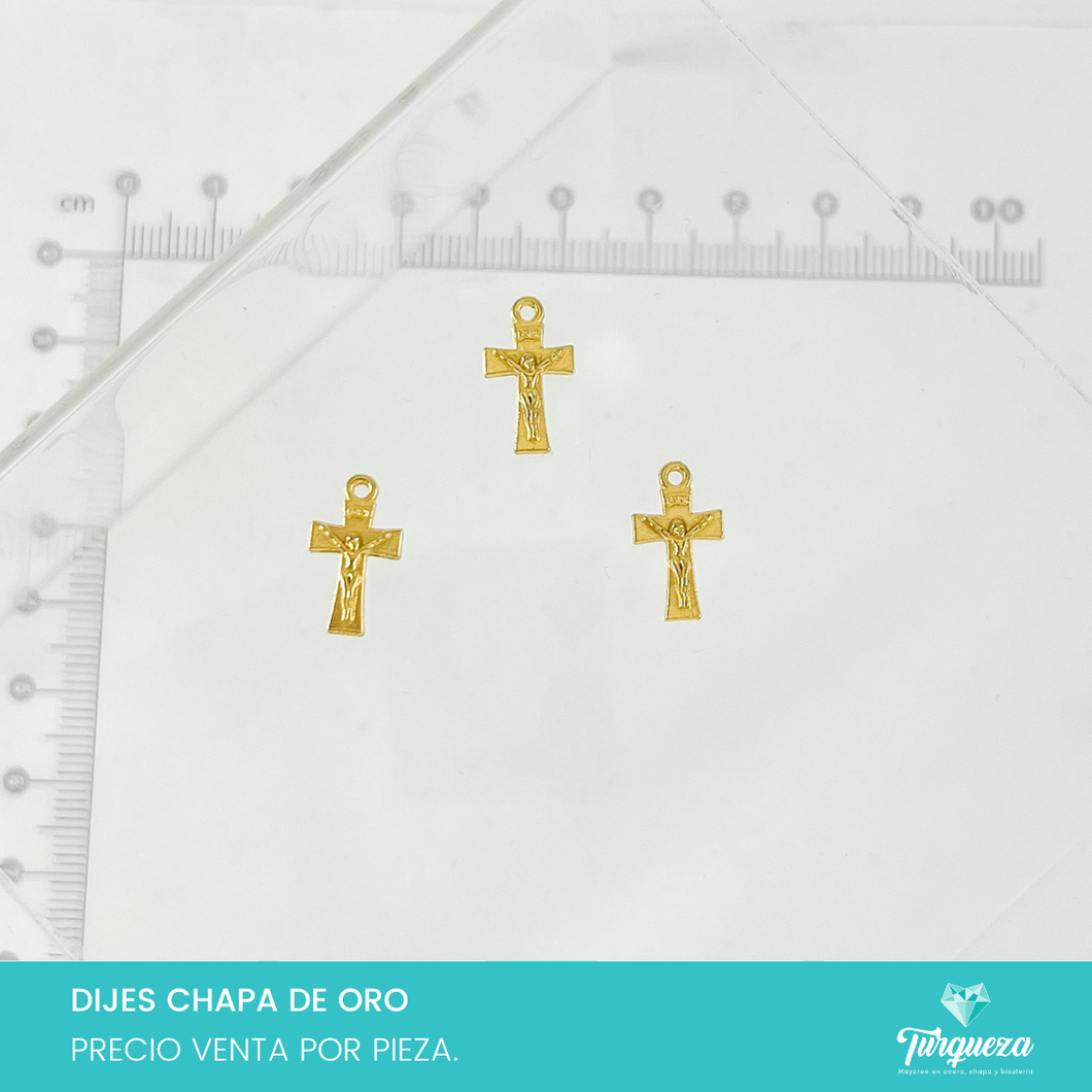 Dije Cruz Cristo 1.5 x 0.9 cm Chapa de Oro