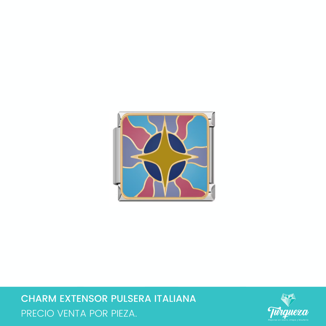 Dije Charm Estrella para Pulsera Tipo Italiana Plateado Acero Inoxidable