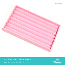 Cargar imagen en el visor de la galería, Exhibidor Charola Para Anillos Tela Terciopelo Rosa
