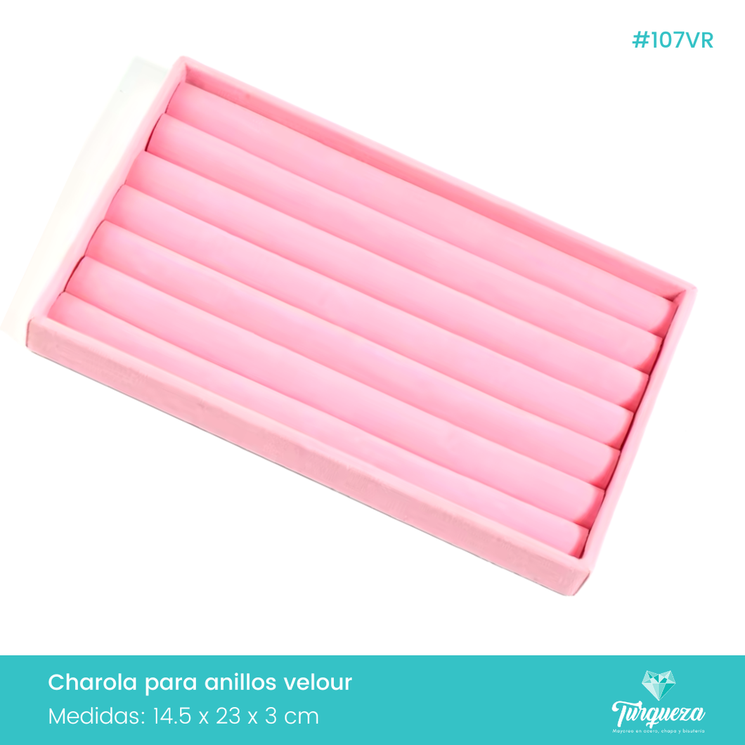 Exhibidor Charola Para Anillos Tela Terciopelo Rosa