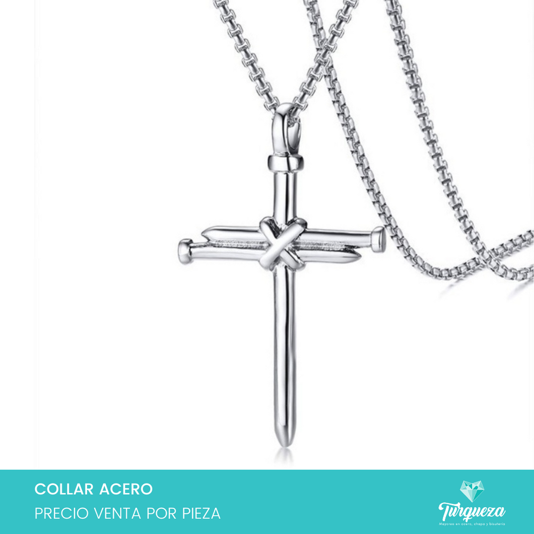 Collar Cruz Clavos Acero Inoxidable