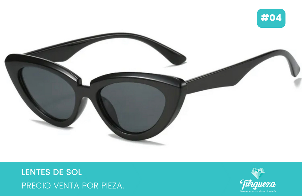 Lentes de Sol Cat Eye Redondo Negro #04