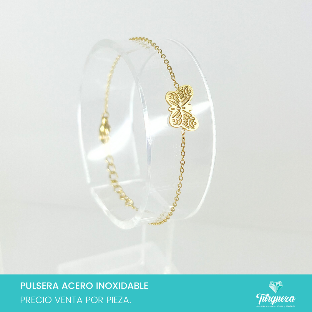 Pulsera Mariposa Dorada Acero Inoxidable