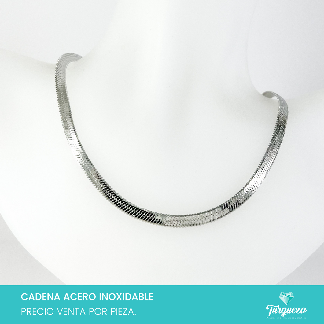 Cadena Choker Planchada Plateado (40cm-5mm) Acero Inoxidable