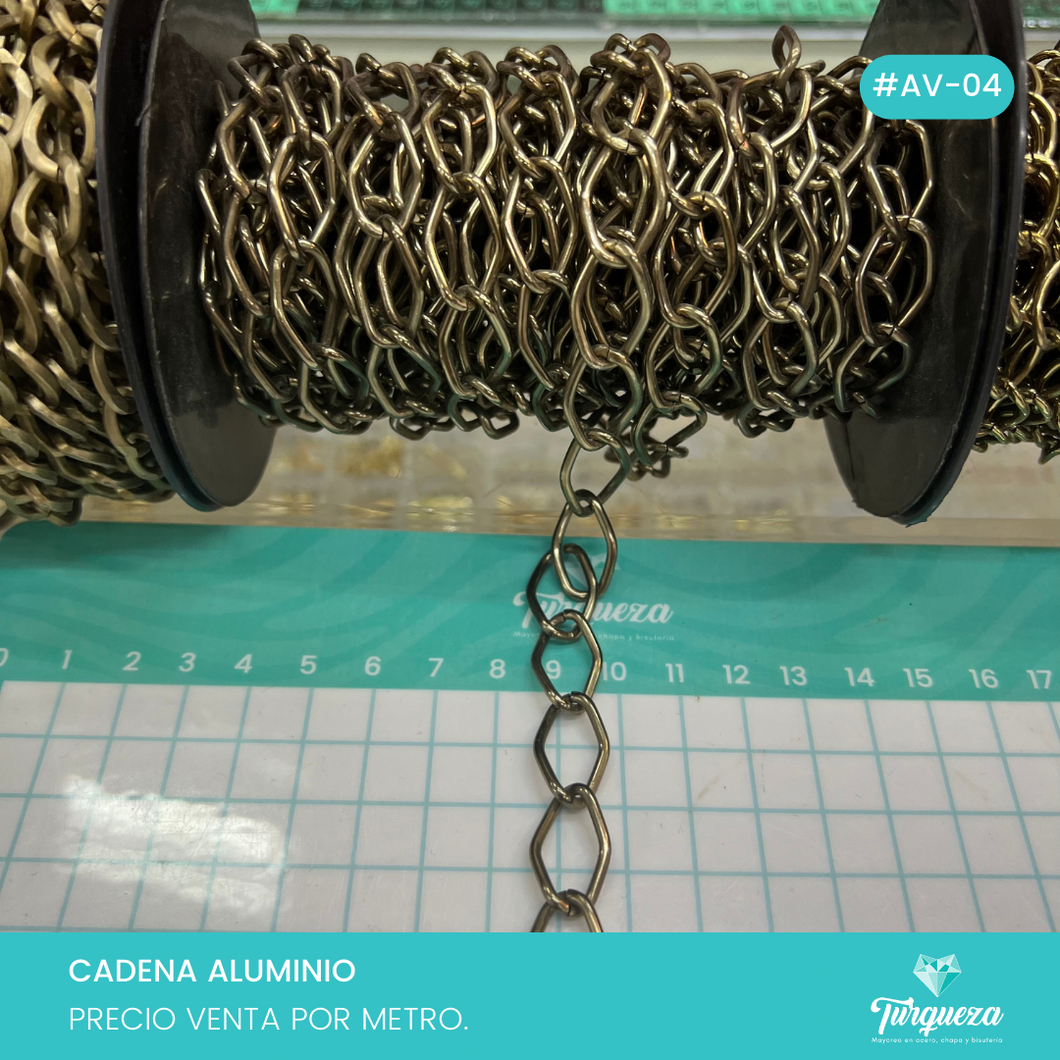 Cadena Eslabon Rombo Oro Viejo 1.2cm #AV-04 (Venta por metro) Aluminio