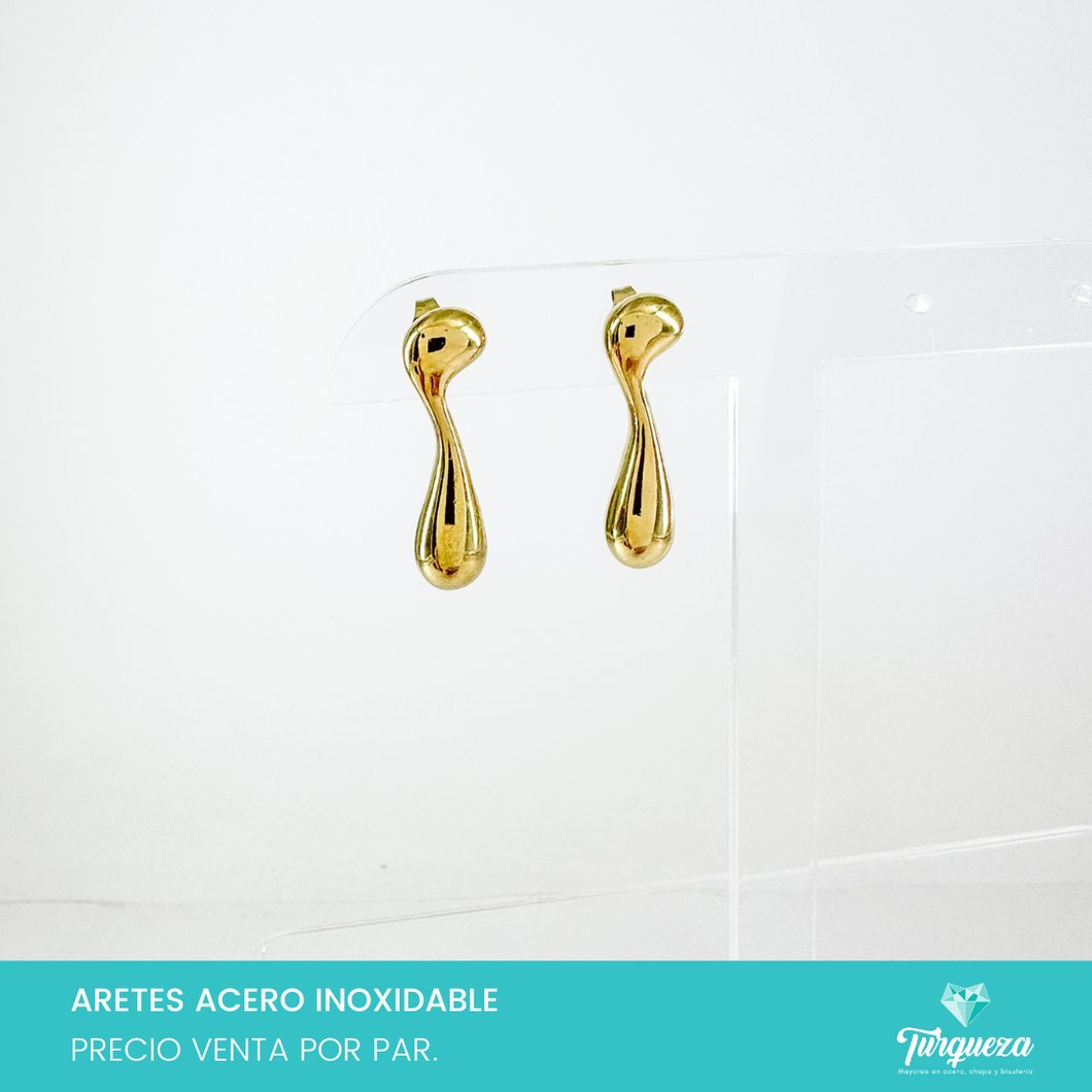 Arete Goteo Dorado 2.5cm Acero Inoxidable