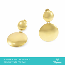Cargar imagen en el visor de la galería, Arete Doble Chunky GDE Dorado (4.5cm) Acero Inoxidable
