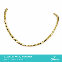 Cargar imagen en el visor de la galería, Cadena Bolitas Grande-Chica Dorado (55cm-5,3mm) Acero Inoxidable
