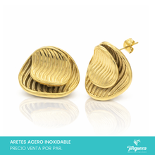 Cargar imagen en el visor de la galería, Arete Chunky Textura Dorado (2.5cm) Acero Inoxidable
